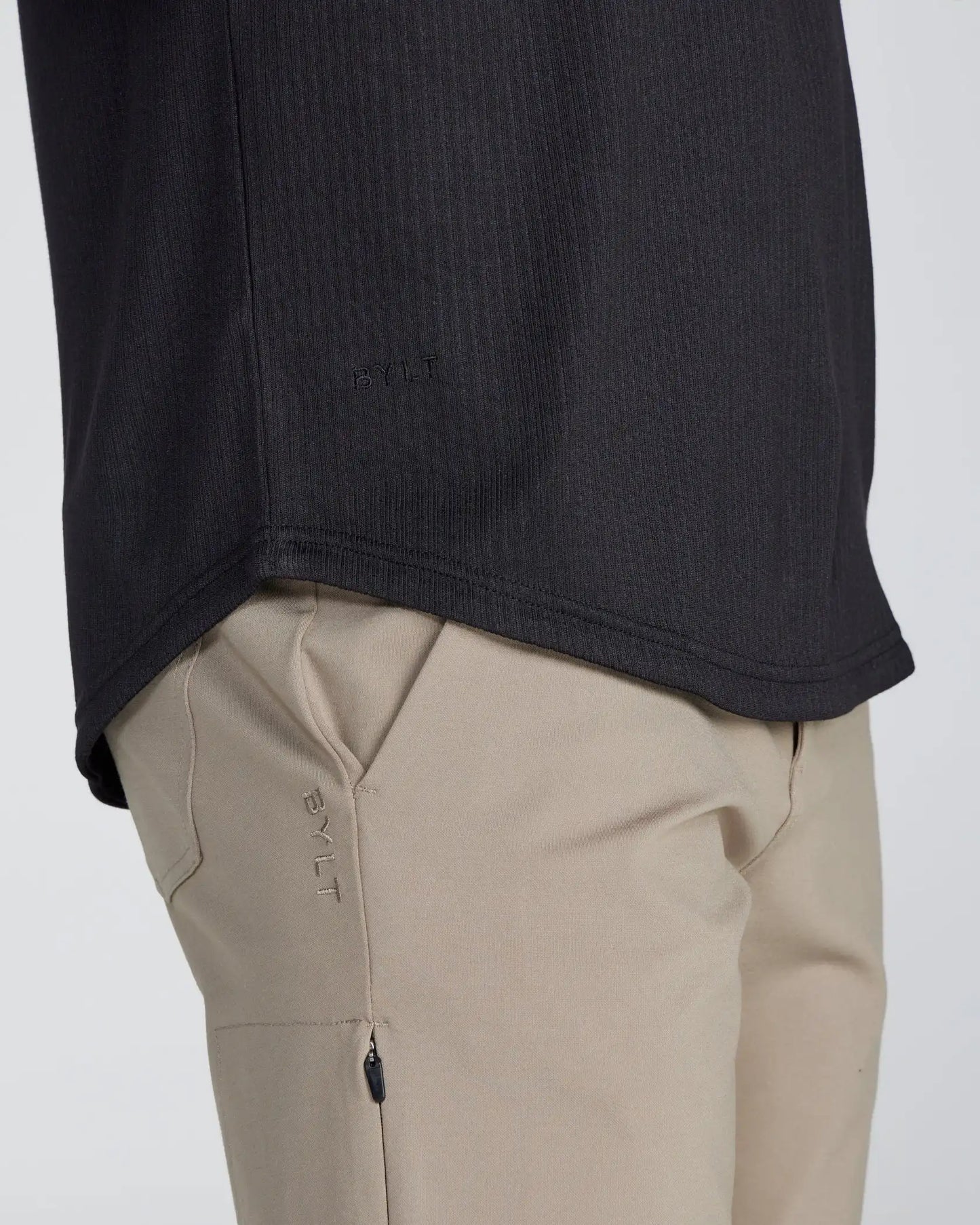 Ribbed Short Sleeve Open V Polo