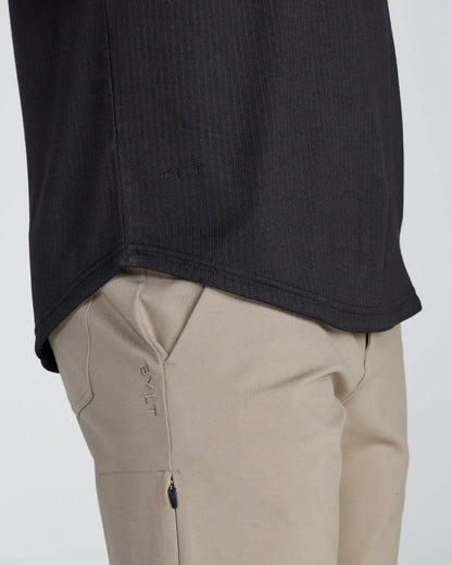 Ribbed Short Sleeve Open V Polo
