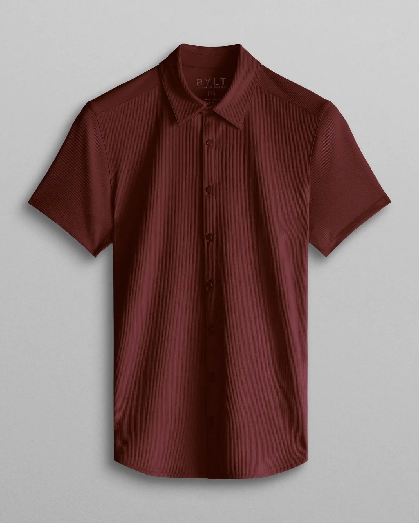 Ribbed+ Short Sleeve Button Down