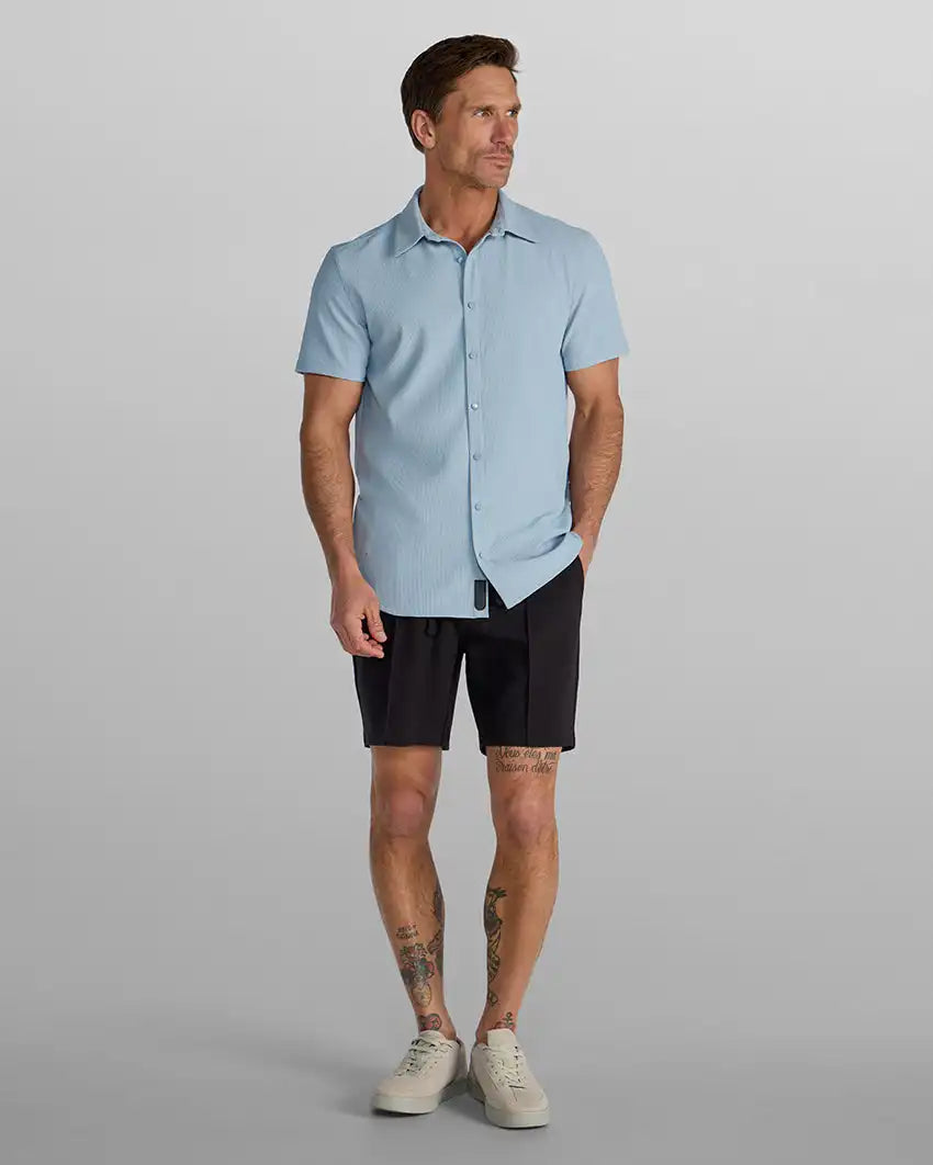 Ribbed+ Short Sleeve Button Down