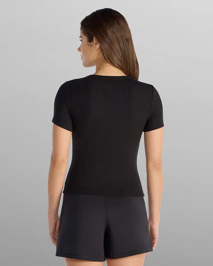 Modal Micro Rib Fitted Short Sleeve