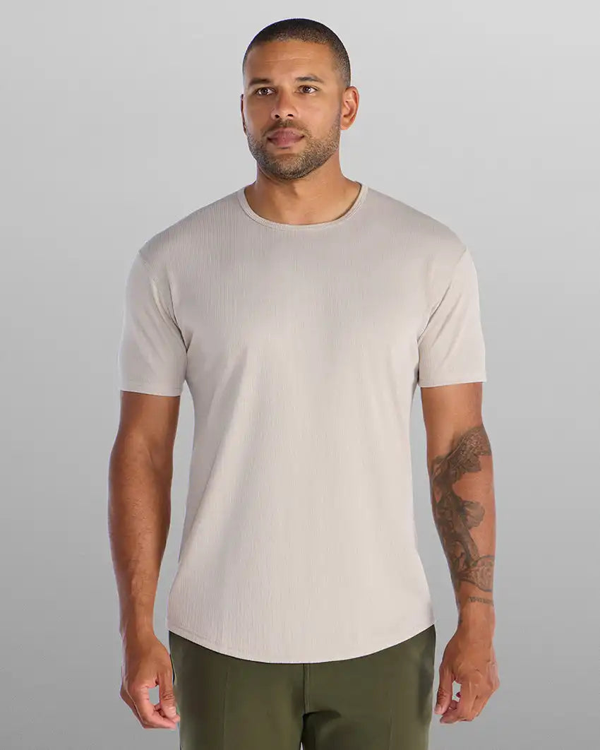 Ribbed Short Sleeve Drop-Cut