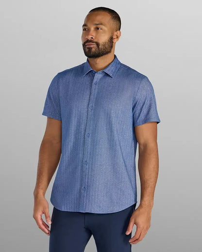 Herringbone Short Sleeve Button Down
