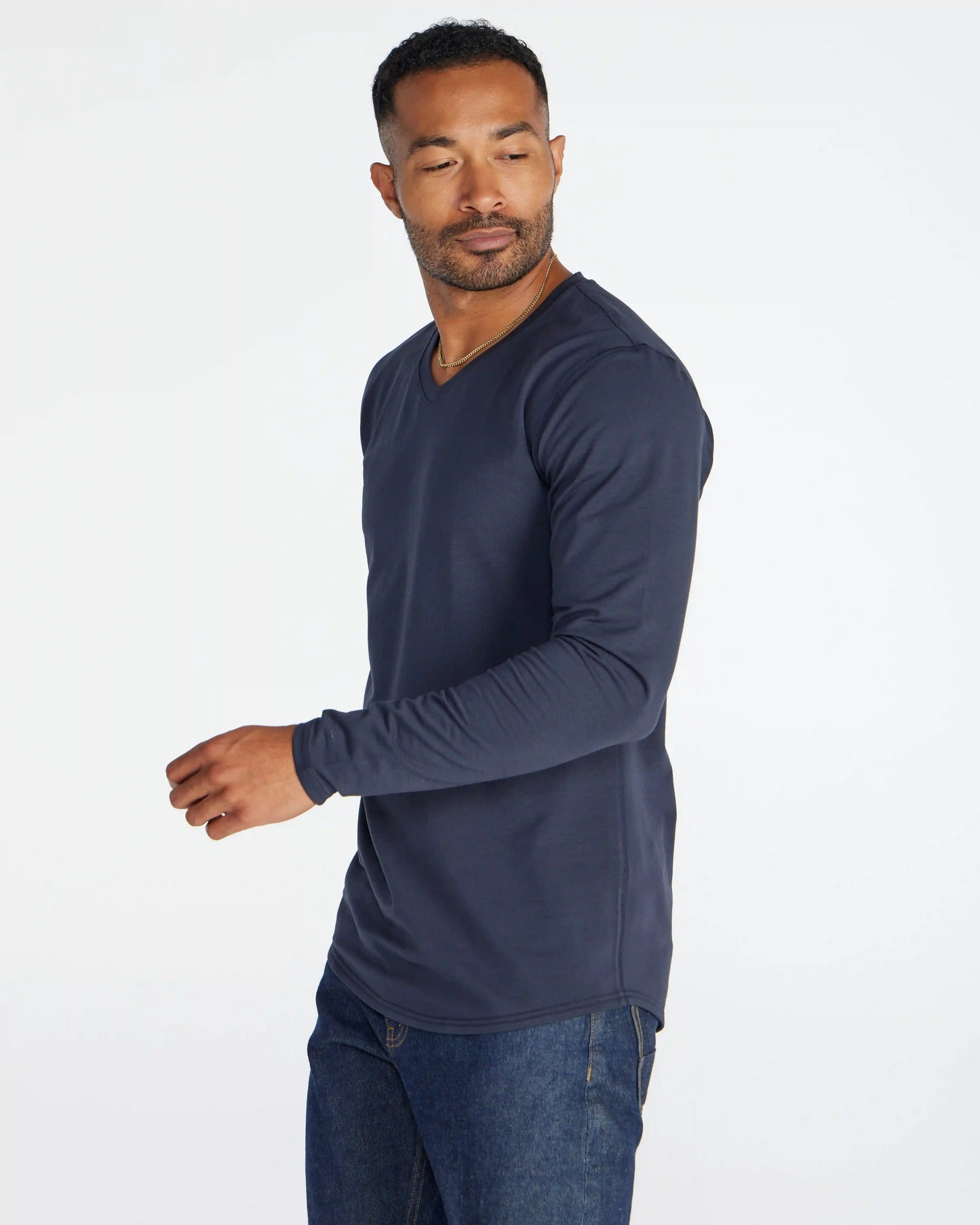 V-Neck Long Sleeve Drop-Cut: LUX