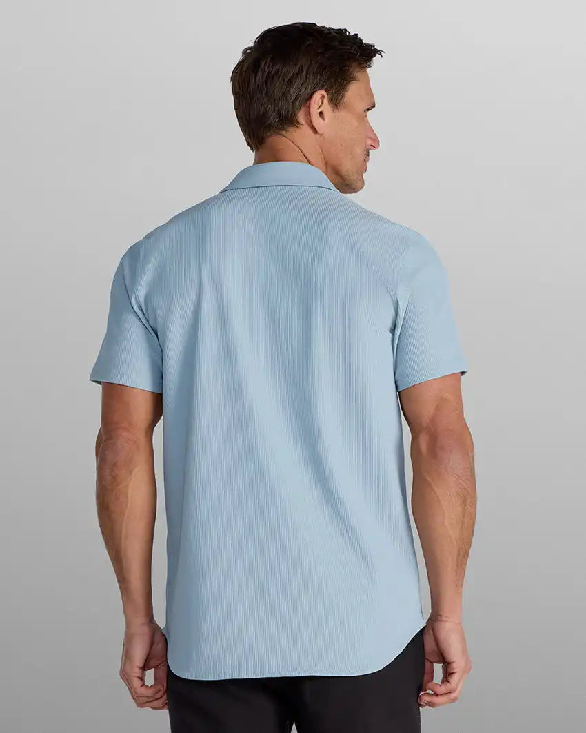 Ribbed+ Short Sleeve Button Down