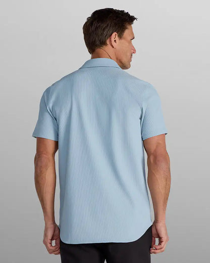 Ribbed+ Short Sleeve Button Down