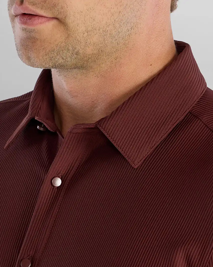 Ribbed+ Short Sleeve Button Down