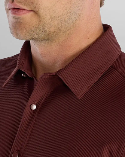 Ribbed+ Short Sleeve Button Down