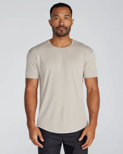 Ribbed Short Sleeve Drop-Cut