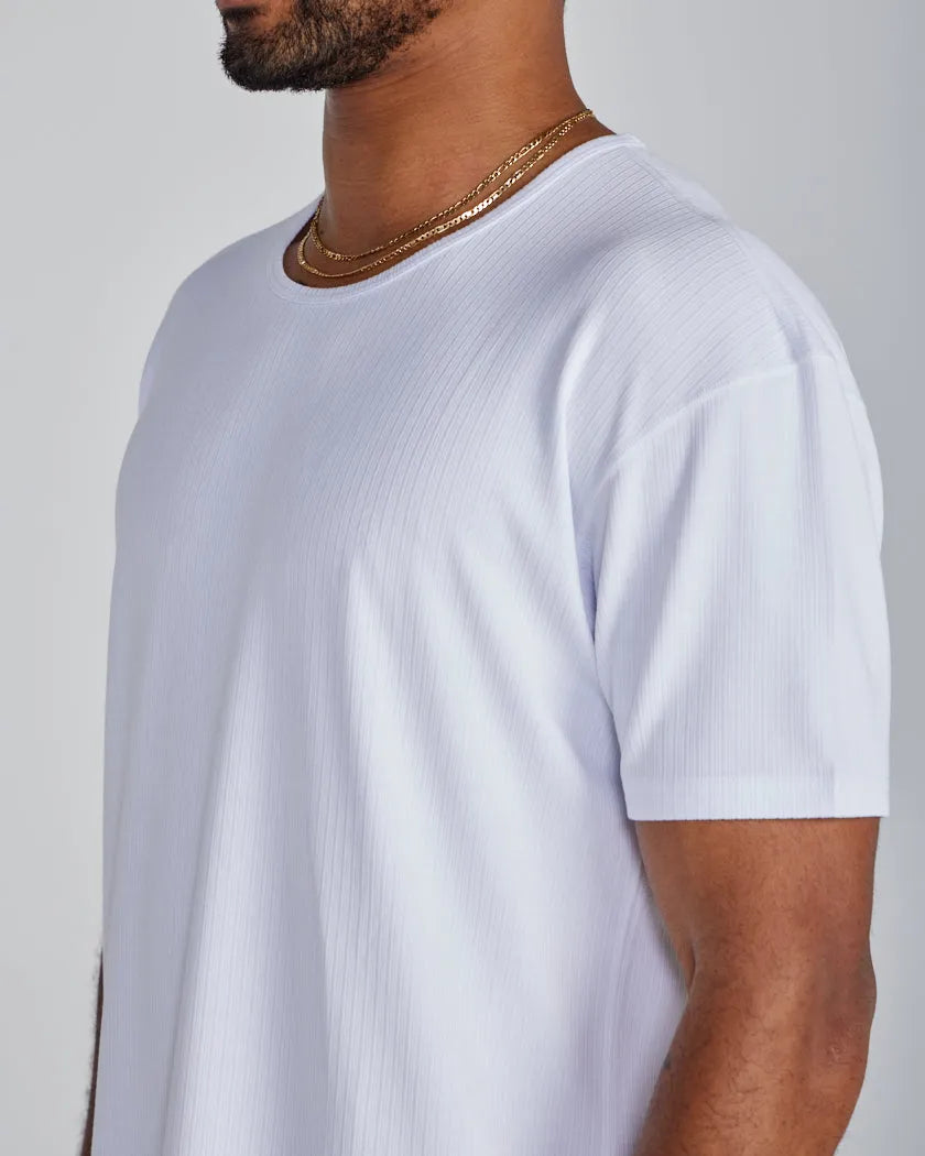 Ribbed Short Sleeve Drop-Cut