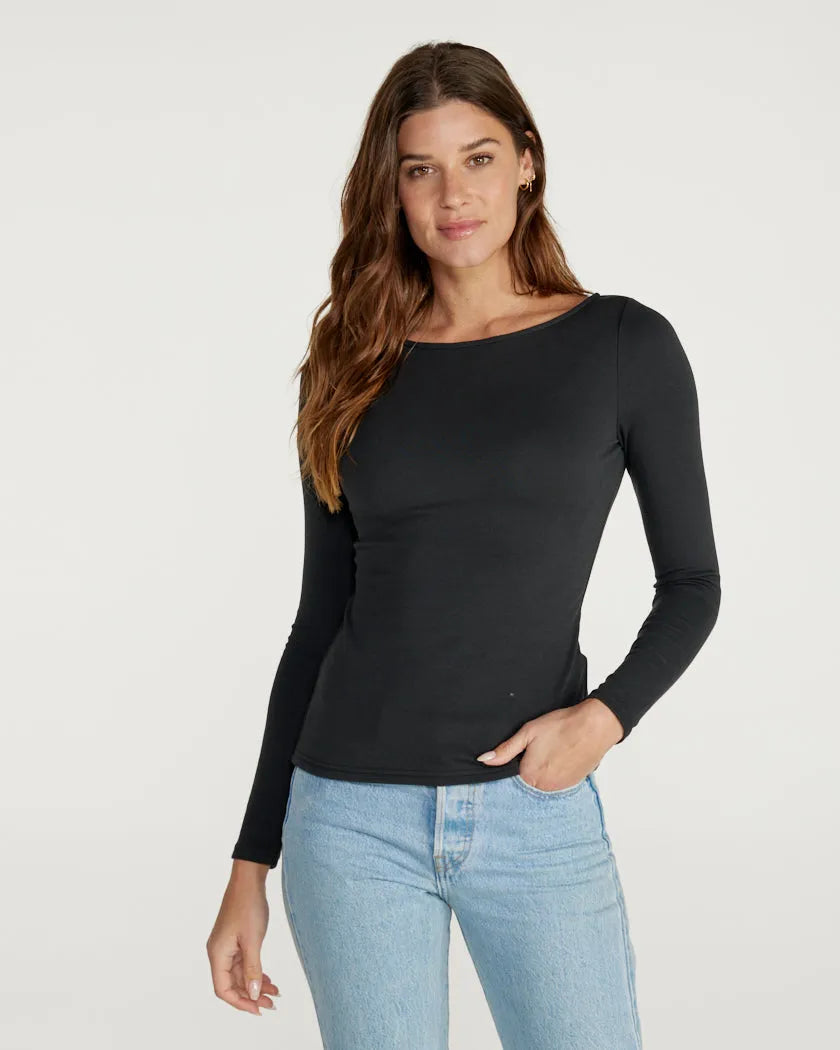 Drift Fitted Boat Neck Long Sleeve