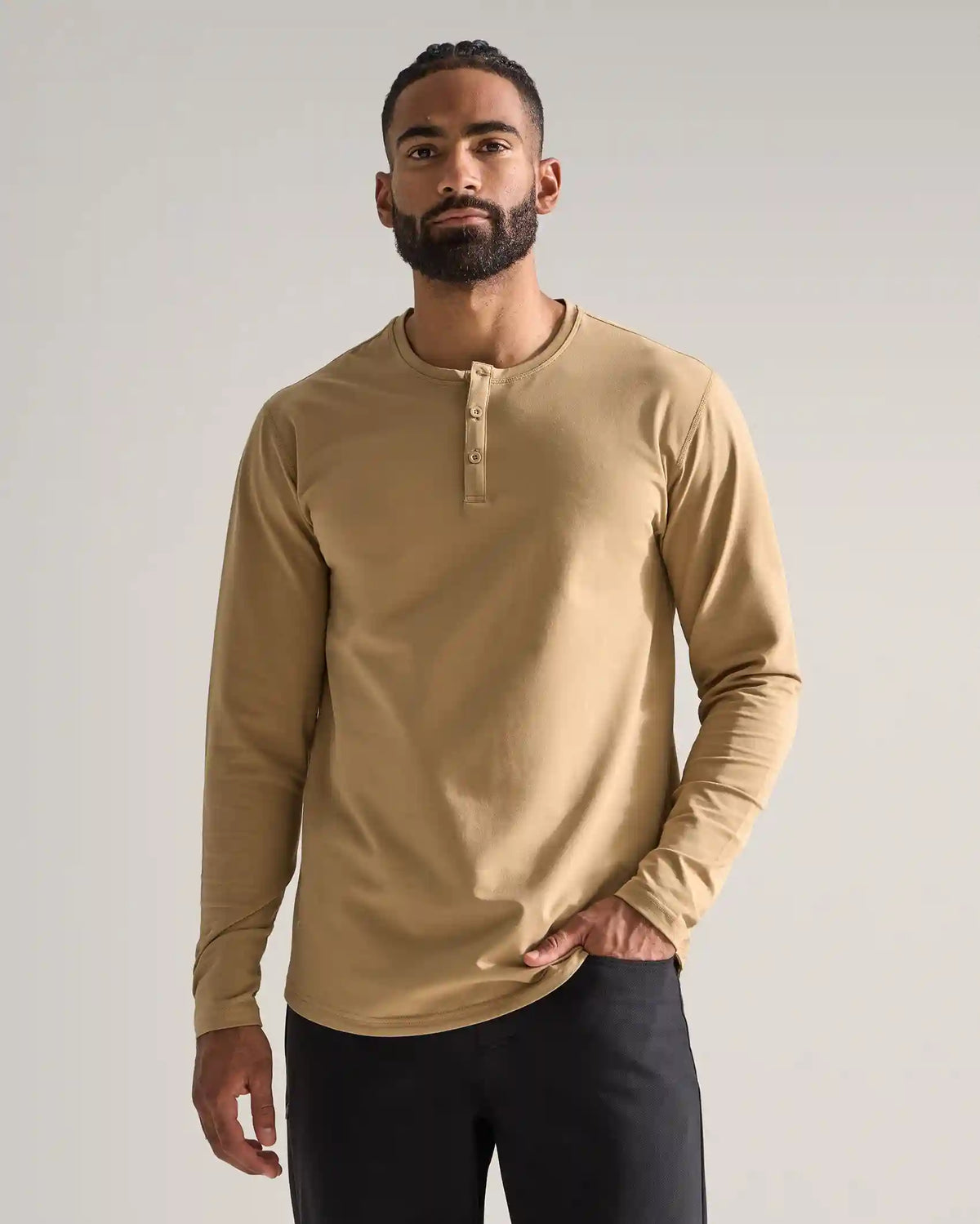 Henley Drop-Cut Long Sleeve: LUX