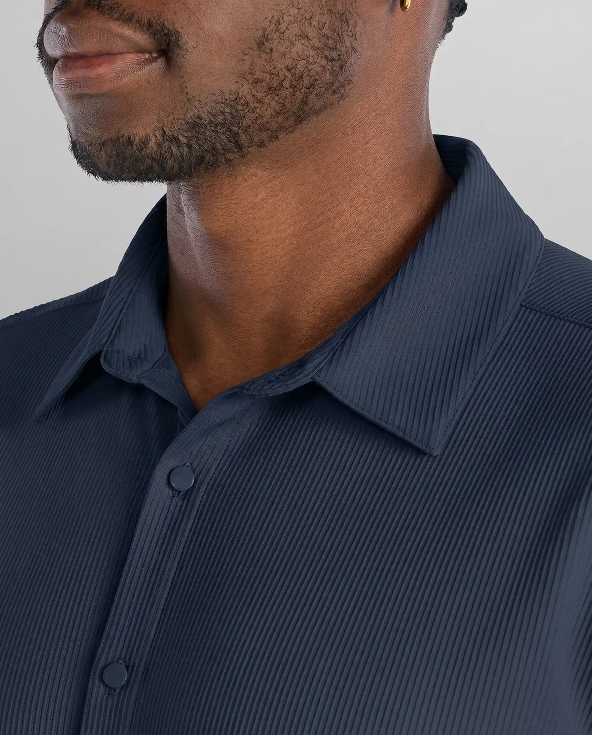 Ribbed+ Short Sleeve Button Down