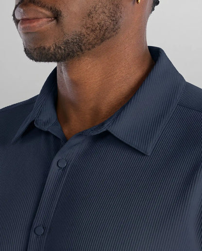 Ribbed+ Short Sleeve Button Down