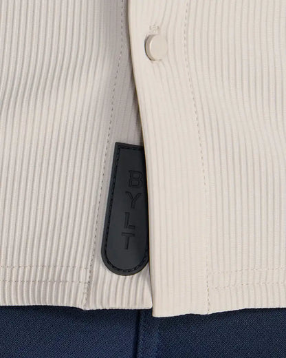 Ribbed+ Short Sleeve Button Down