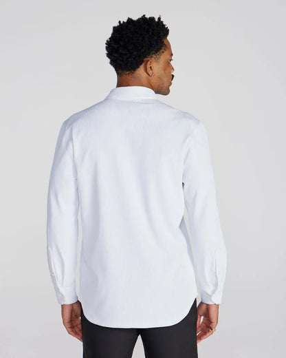 Ribbed+ Long Sleeve Button Down