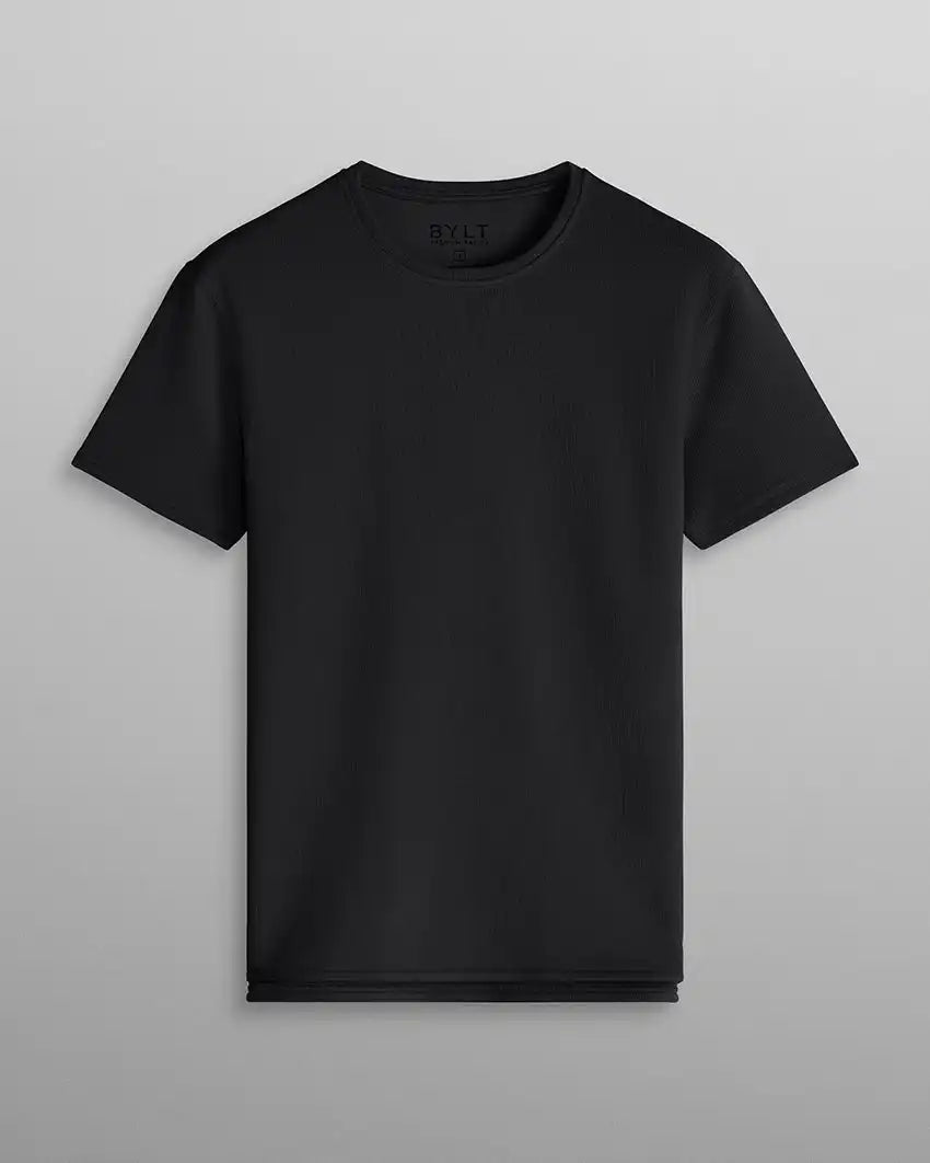 Micro Rib Short Sleeve Split-Hem