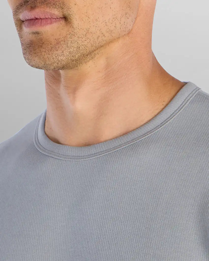 Micro Rib Short Sleeve Drop-Cut