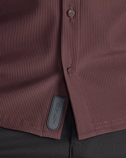 Ribbed+ Long Sleeve Button Down