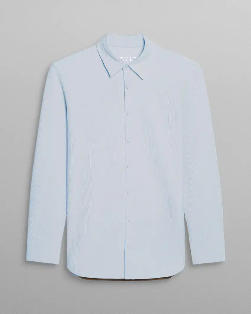 Ribbed+ Long Sleeve Button Down