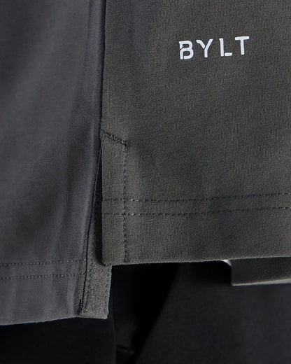 LUX Stand Collar Short Sleeve Button Down