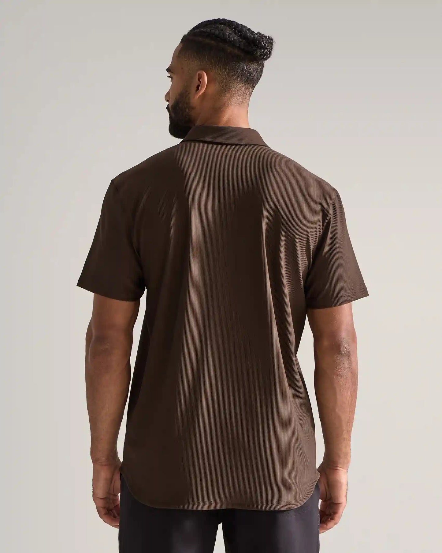 Ribbed+ Short Sleeve Button Down