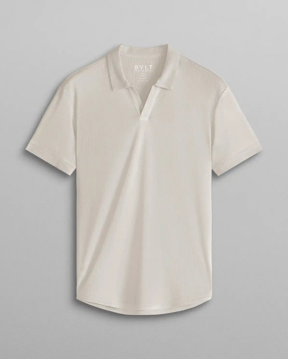 Ribbed Short Sleeve Open V Polo