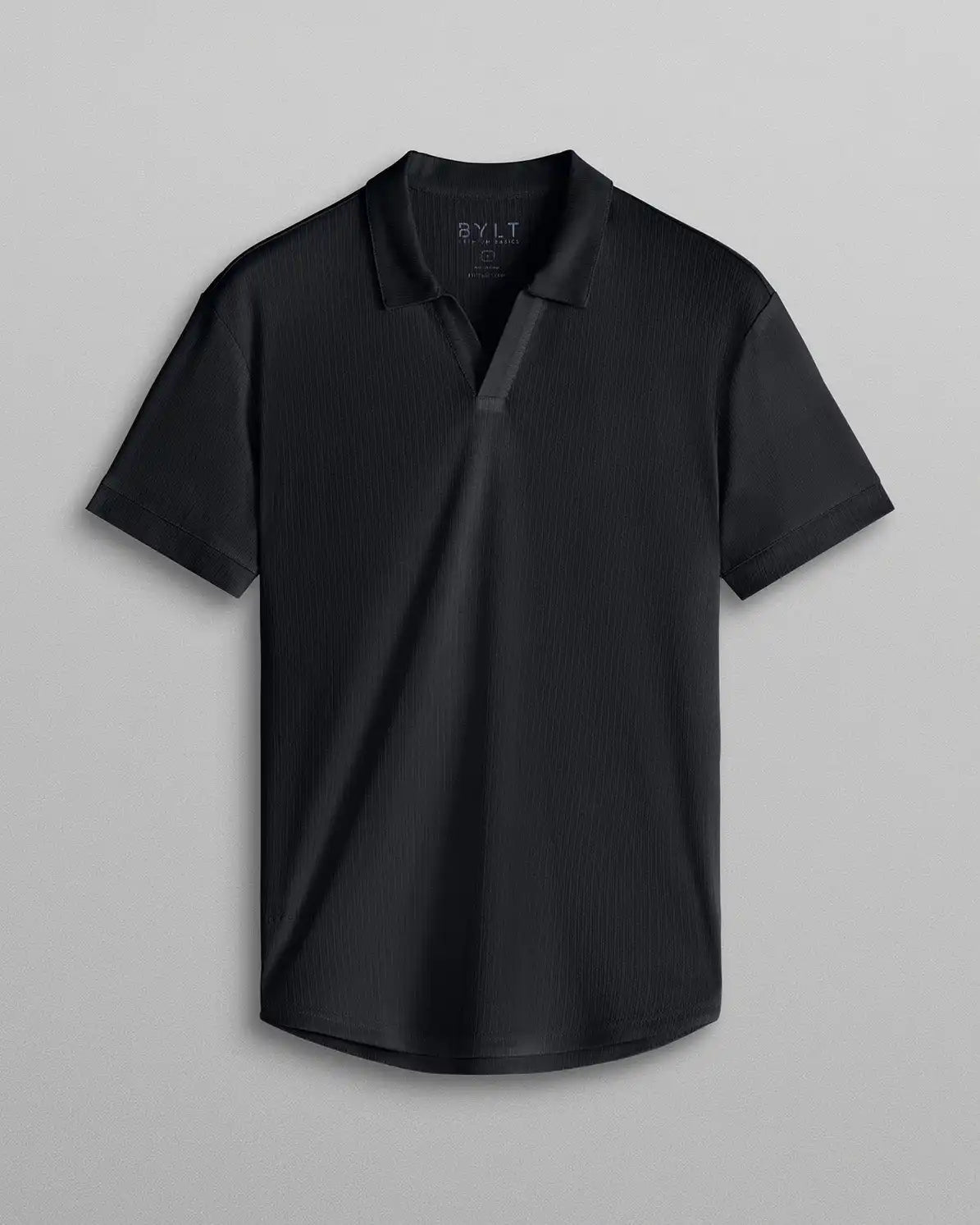 Ribbed Short Sleeve Open V Polo