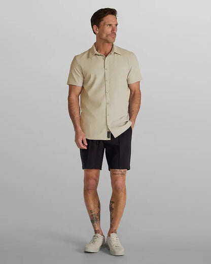 Ribbed+ Short Sleeve Button Down
