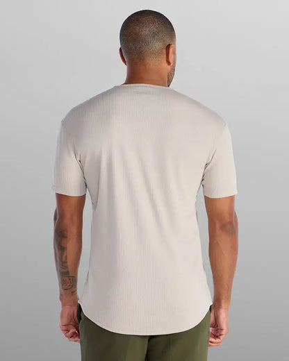 Ribbed Short Sleeve Drop-Cut