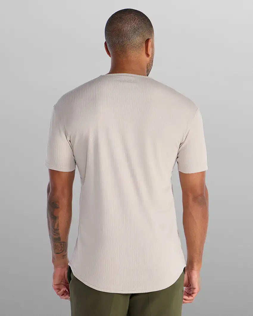 Ribbed Short Sleeve Drop-Cut