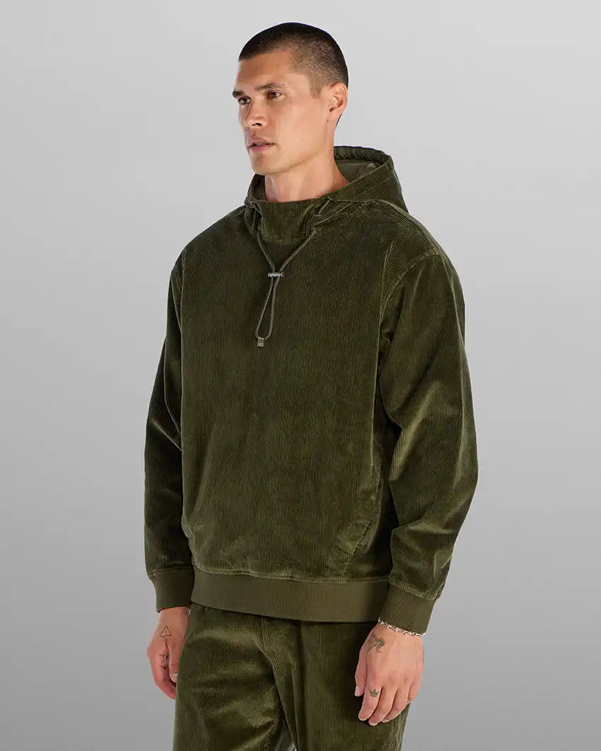 Corduroy Relaxed Mockneck Hoodie