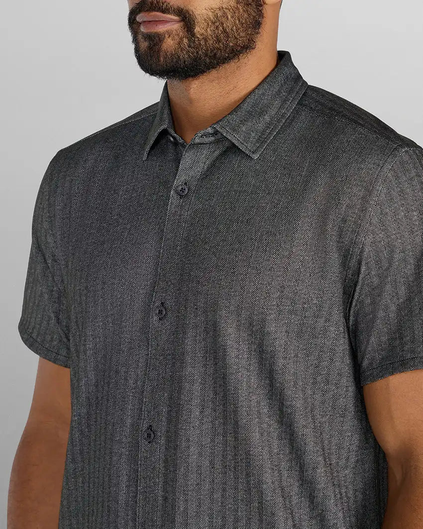 Herringbone Short Sleeve Button Down